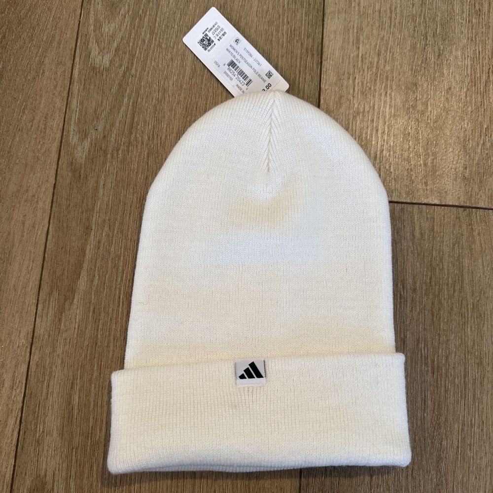 Adidas‎ Logo Women's Postseason Fold Beanie Magic White /Black NWT - Picture 4 of 7
